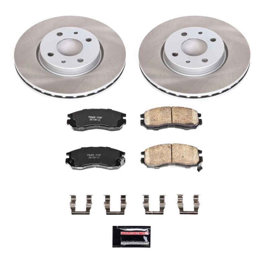 PowerStop SC1090 Semi-Coated Rotor and Low-Dust Ceramic Brake Pad Kit
