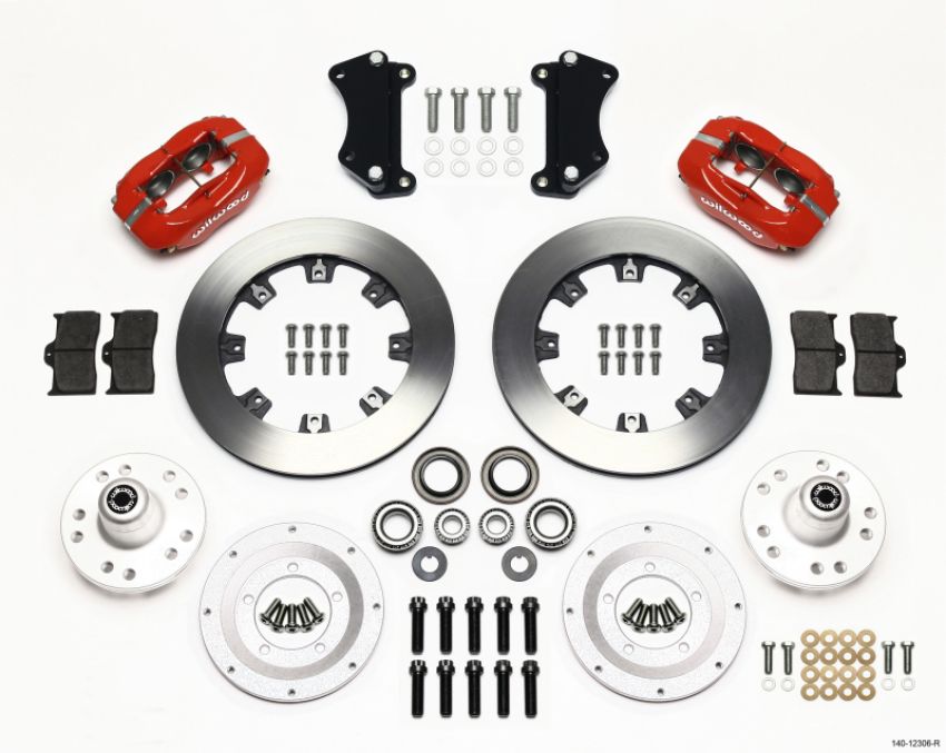 Wilwood 140-12306-R Forged Dynalite Front Kit 12.19in Red Heidts Tri -5 2 inch Drop Spindle