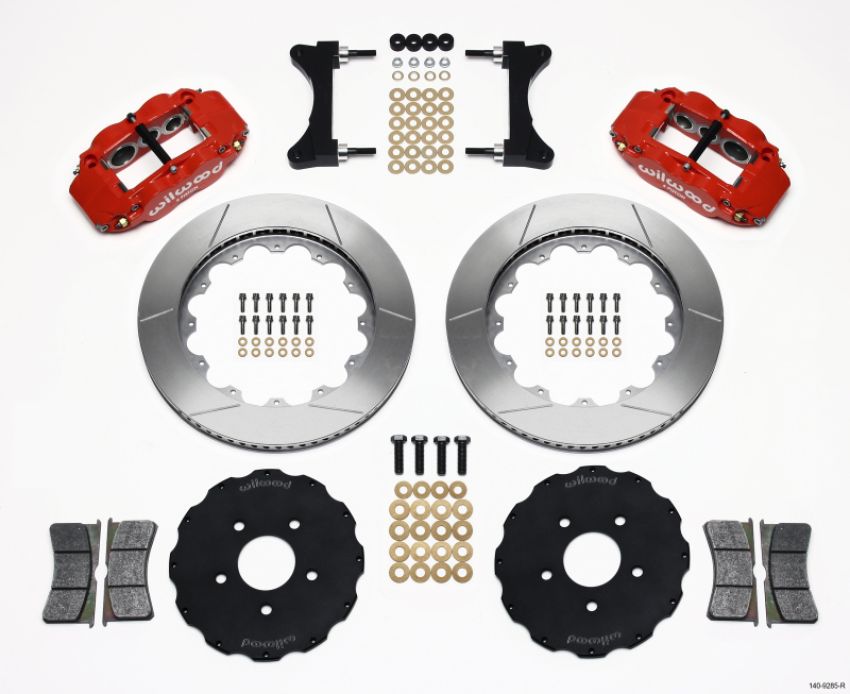 Wilwood 140-9285-R Narrow Superlite 6R Front Hat Kit 14.00in Red Mitsubishi EVO VIII