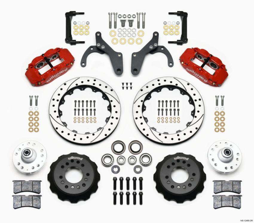 Wilwood 140-12460-DR Narrow Superlite 6R Front Hub Kit 12.88in Drill Red 59-64 Chevy Impala / 63-64 Corvette