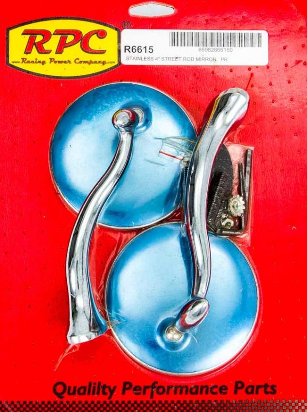 RACING POWER CO-PACKAGED RPCR6615 Stainless Retro Street Rod Mirrors