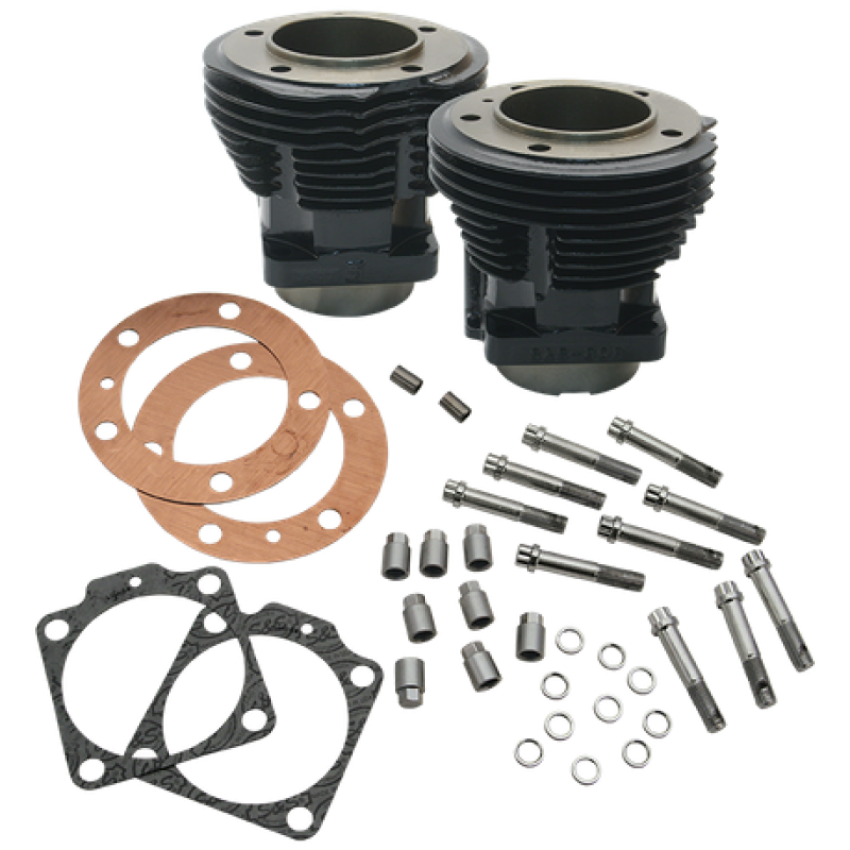 S&S Cycle 91-9011 66-78 74in BT & Stock Bore Strokers 3-7/16in Bore Cylinders - Gloss Black