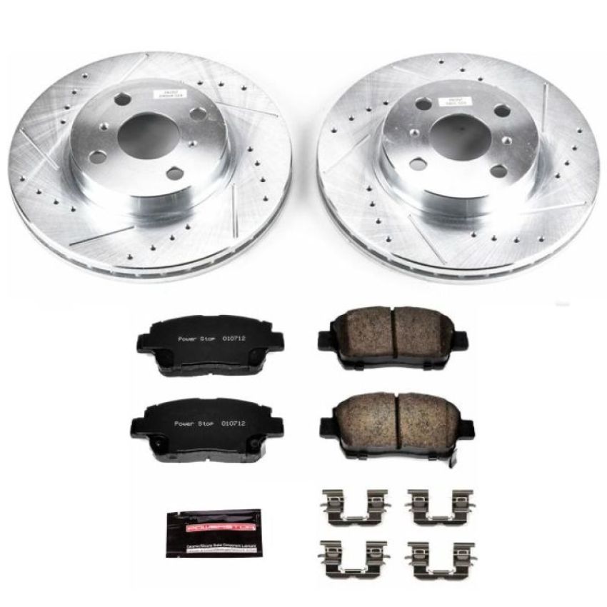 PowerStop K1153 Z23 Daily Driver Carbon-Fiber Ceramic Brake Pad and Drilled & Slotted Rotor Kit