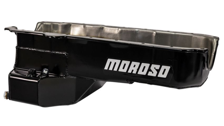 Moroso 20179 80-85 Chevrolet SBC (w/Passenger Side Dipstick) Wet Sump 5.5qt 7.5in Steel Oil Pan - Black