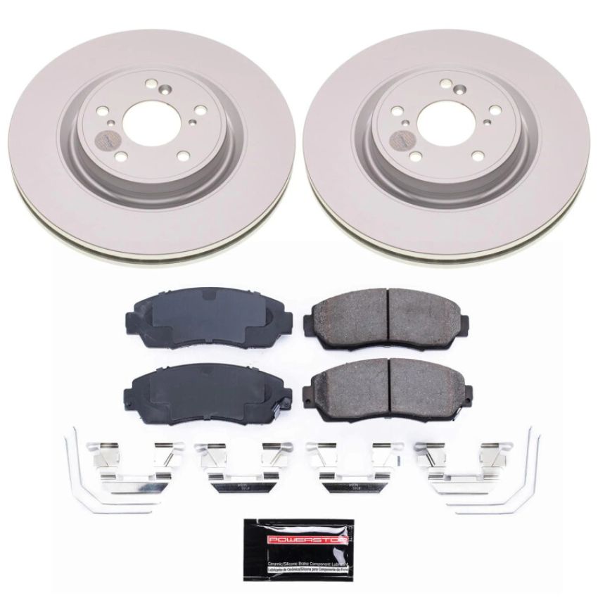 PowerStop CRK8928 Genuine Geomet Coated Rotor and Low-Dust Ceramic Brake Pad Kit