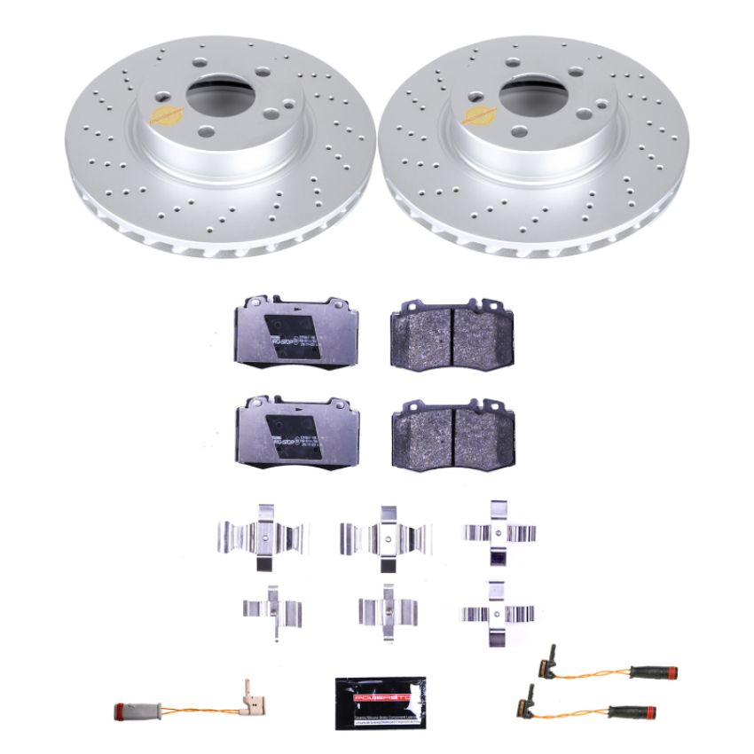 PowerStop ESK7770 Genuine Geomet Coated Rotors, ECE-R90 Brake Pads + Hardware Kit