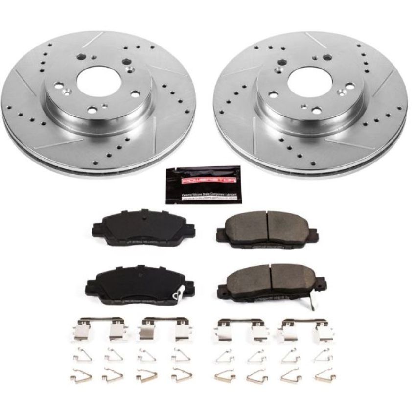 PowerStop K7345 Z23 Daily Driver Carbon-Fiber Ceramic Brake Pad and Drilled & Slotted Rotor Kit
