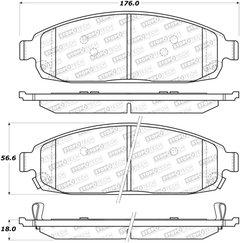 Stoptech 309.10800 Sport Brake Pads w/Shims and Hardware - Rear