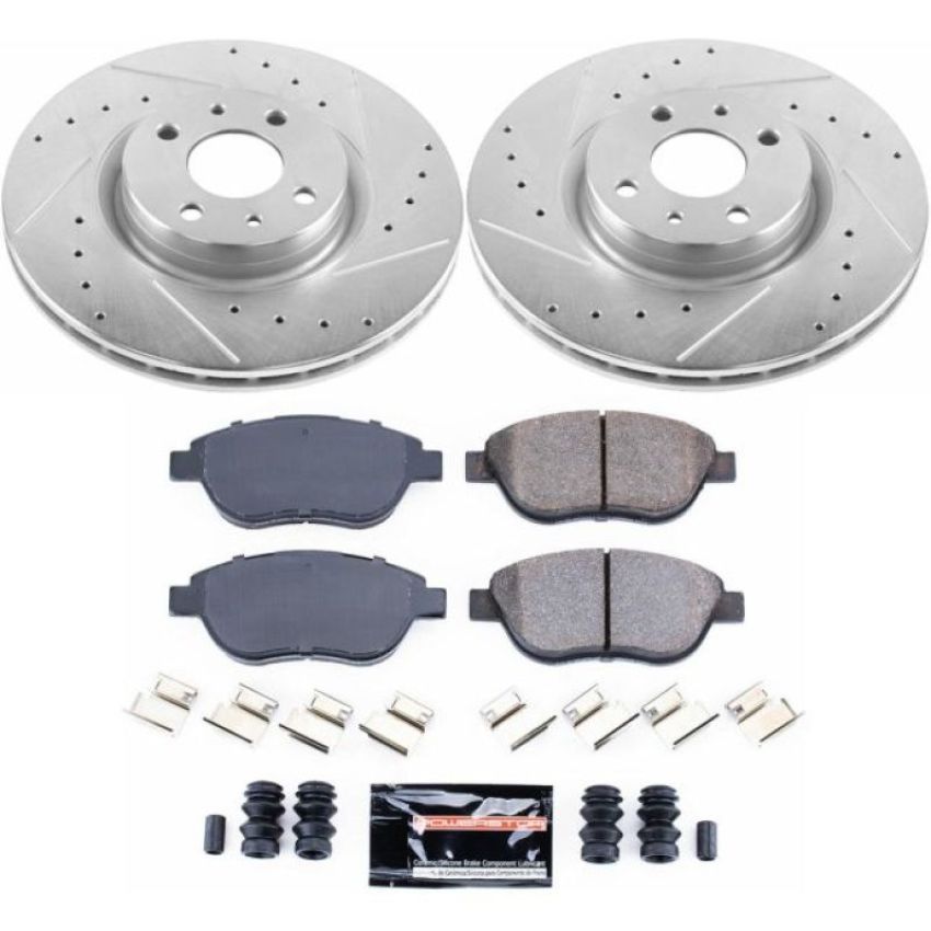 PowerStop K6426 Z23 Daily Driver Carbon-Fiber Ceramic Brake Pad and Drilled & Slotted Rotor Kit