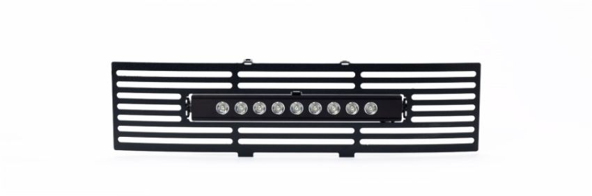 Putco 87182L 11-14 Ford F-150 - EcoBoost Bumper Grille Inserts - Black SS Bar and 10in Luminix Light Bar