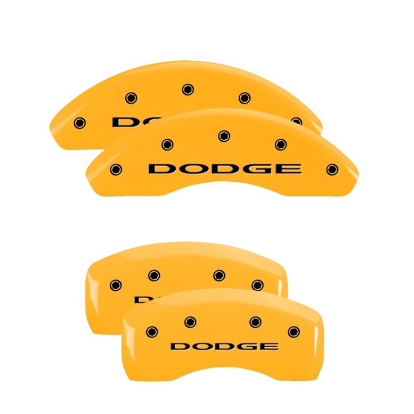 MGP 12198SDD4YL 4 Caliper Covers Engraved Front & Rear With out stripes/Dodge Yellow finish black ch