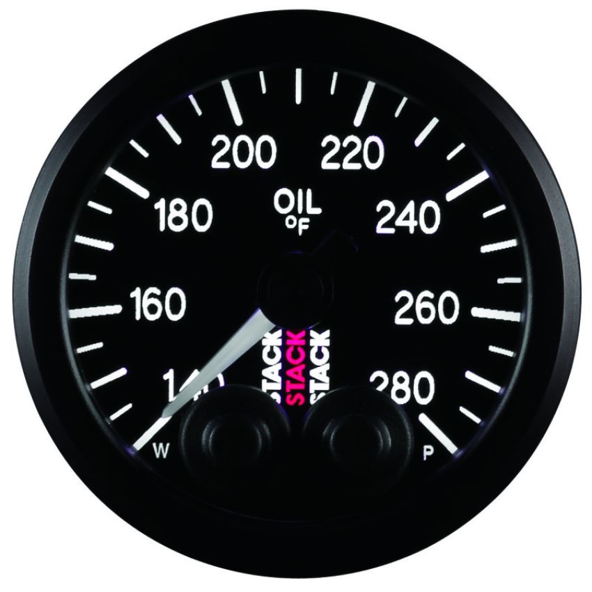 AutoMeter ST3510 Stack Instruments 52mm 140-280 Deg F 1/8in NPTF Male Pro Control Oil Temp Gauge - Black