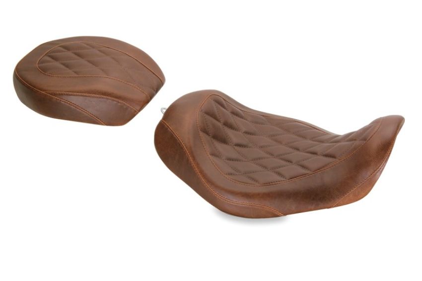Mustang Motorcycle 76706 Mustang 06-17 Harley Dyna Wide Tripper Solo Seat Diamond Stitch - Distressed Brown