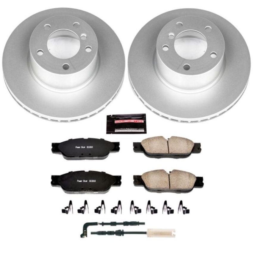 PowerStop CRK3087 Genuine Geomet Coated Rotor and Carbon-Fiber Ceramic Brake Pad Kit