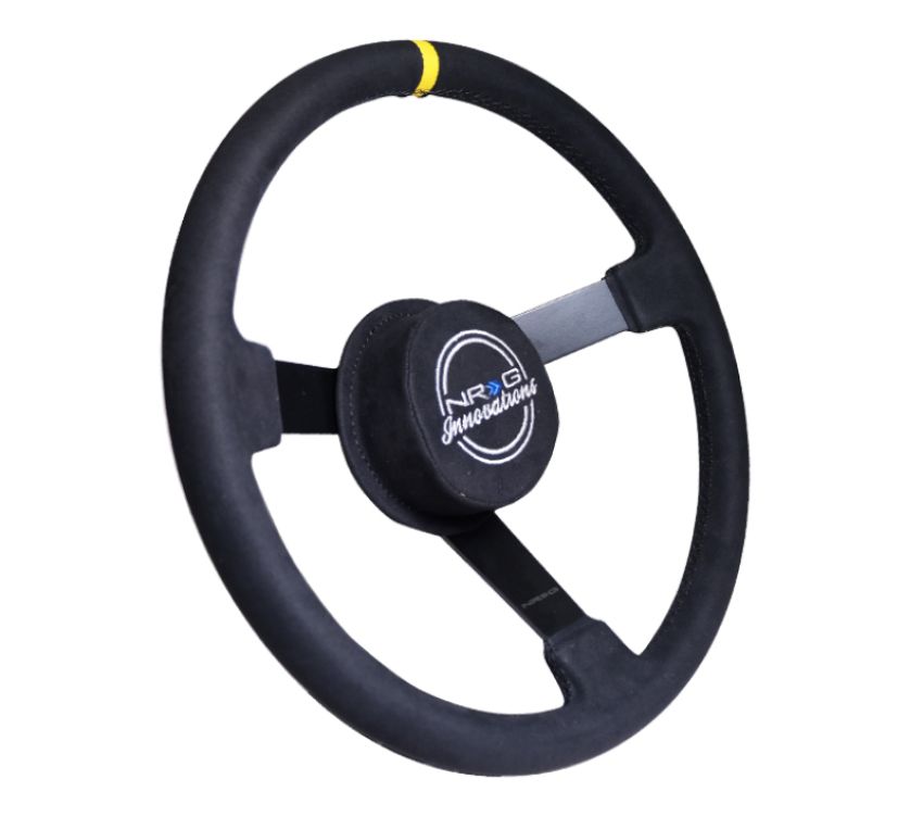 NRG RST-380MB-A Reinforced Steering Wheel (380mm) Nascar/ Alcantara 3 Spoke w/  Logo/ Removable Crushed Pad