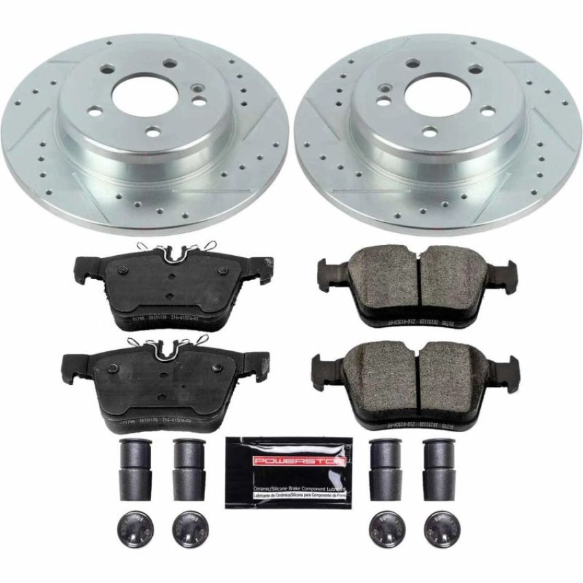 PowerStop K8152 Z23 Daily Driver Carbon-Fiber Ceramic Brake Pad and Drilled & Slotted Rotor Kit
