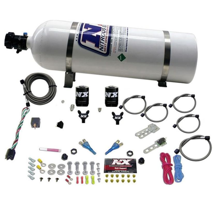 Nitrous Express 20616-15 DUAL NOZZLE SPORT COMPACT SYSTEM W/ 15LB BOTTLE (35-50-75HP)