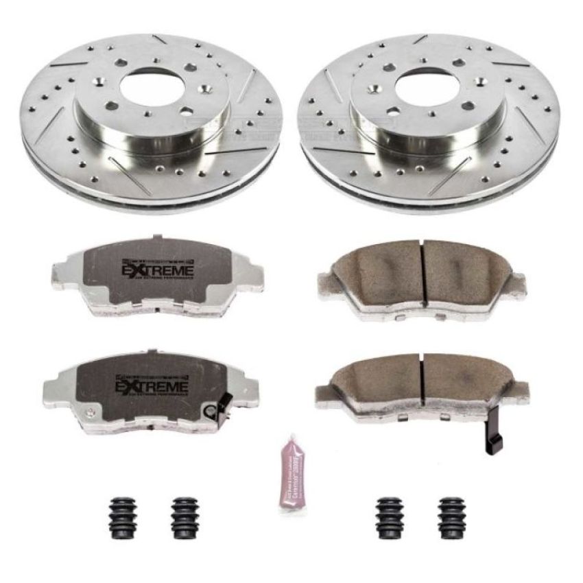 PowerStop K696-26 Z26 Street Performance Ceramic Brake Pad and Drilled & Slotted Rotor Kit