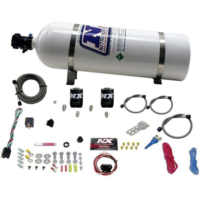 Nitrous Express 20919-15 UNIVERSAL FLY BY WIRE SINGLE NOZZLE SYSTEM, 15LB BOTTLE INCLUDES TPS SWITCH