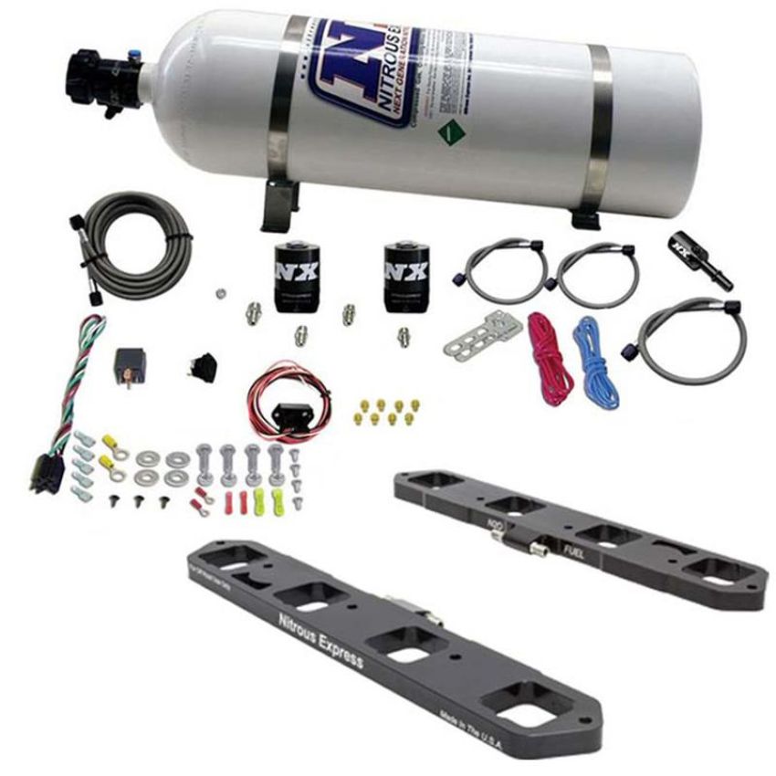 Nitrous Express 20958-15 Direct Port Plate System For 5.7,6.1 and 6.4 Hemi W/ 15Lb Bottle