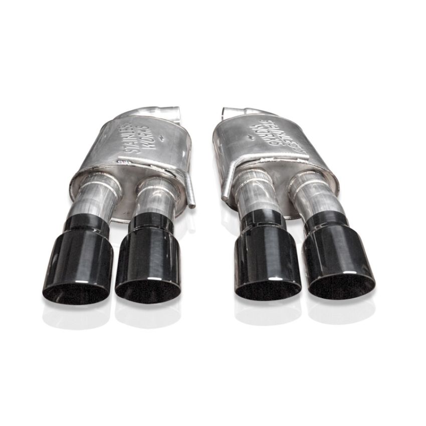 Stainless Works M18ABLB 18-21 Mustang GT Axleback Legend Exhaust - Black Tips