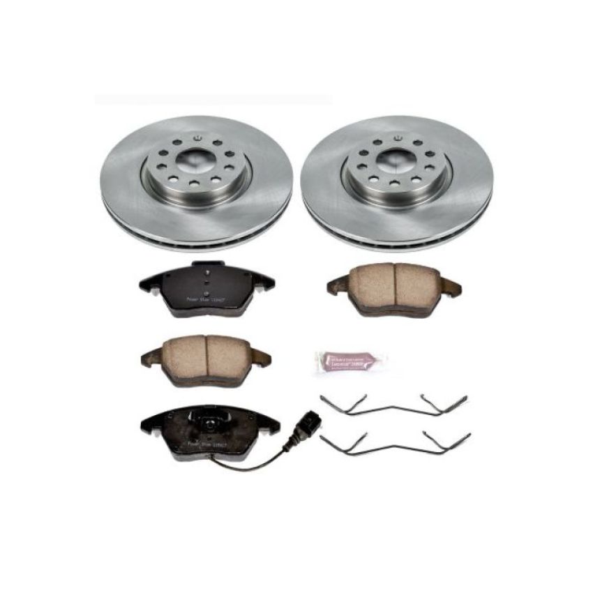 PowerStop KOE2259 OE Stock Replacement Low-Dust Ceramic Brake Pad and Rotor Kit