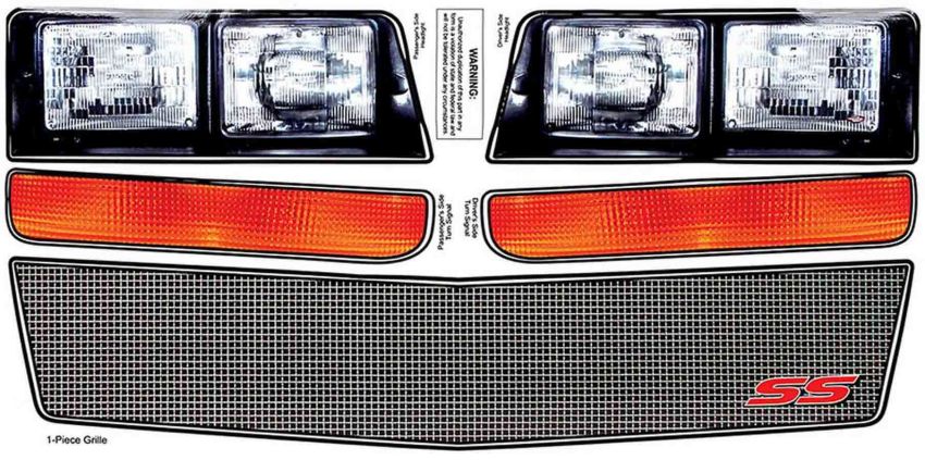 ALLSTAR PERFORMANCE ALL23038 M/C SS Nose Decal Kit Mesh Grille 1983-88