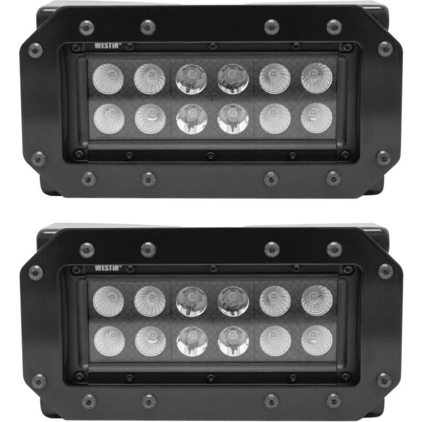 Westin 57-0025 HDX Flush Mount B-FORCE LED Light Kit (Set of 2) w/wiring harness - Black