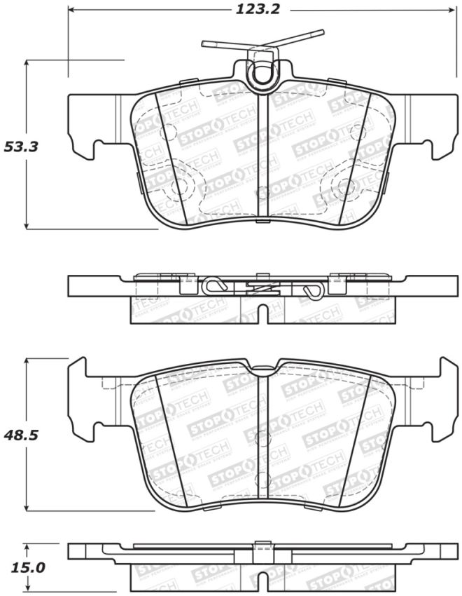 Stoptech 308.16650 Street Brake Pads w/Shims & Hardware - Rear