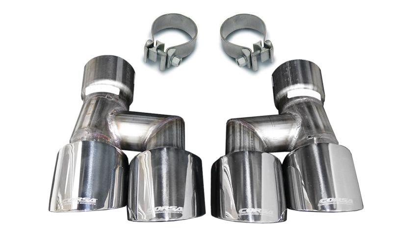 Corsa Performance 21038 Twin 4.0in. Polished Pro-Series Tip Kit (Clamps Included)