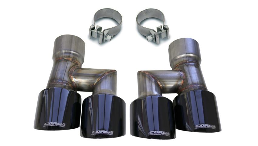 Corsa Performance 21038BLK Twin 4.0in. Black PVD Pro-Series Tip Kit (Clamps Included)