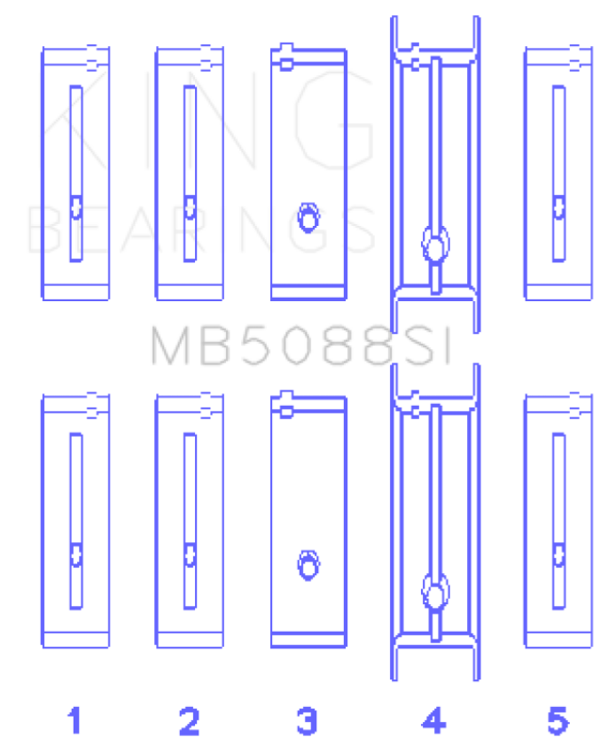 King Engine Bearings MB5088SI0.75 ChevrolET/Isuzu Ohv Ln2 (Size +0.75mm) Main Bearing Set