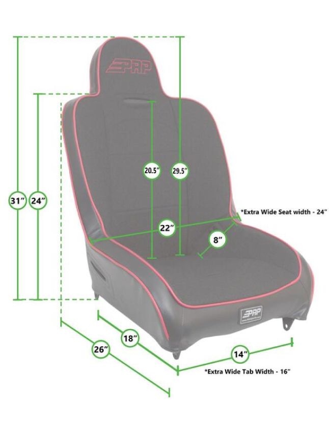 PRP Seats A100110-201 PRP Premier High Back Suspension Seat - Black Vinyl w/Silver PRP Logo
