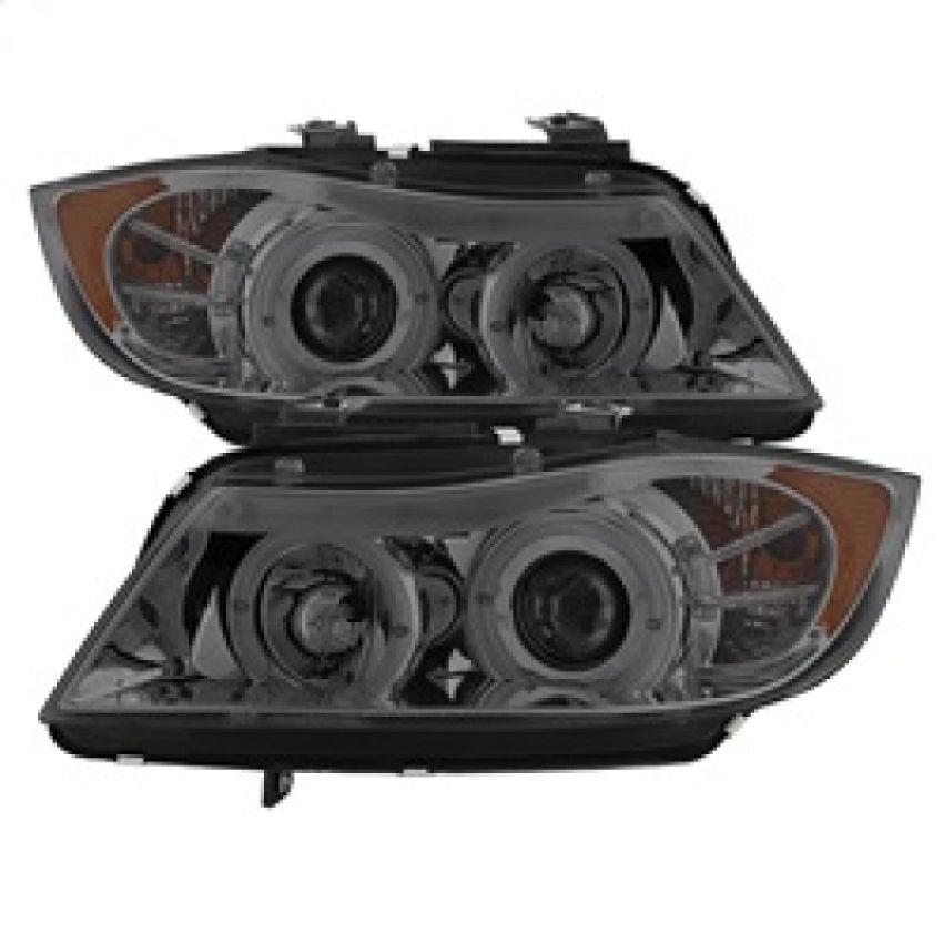 SPYDER 5009029 Projector Headlights - LED Halo - Amber Reflector - Eyebrow Bulb - Smoke