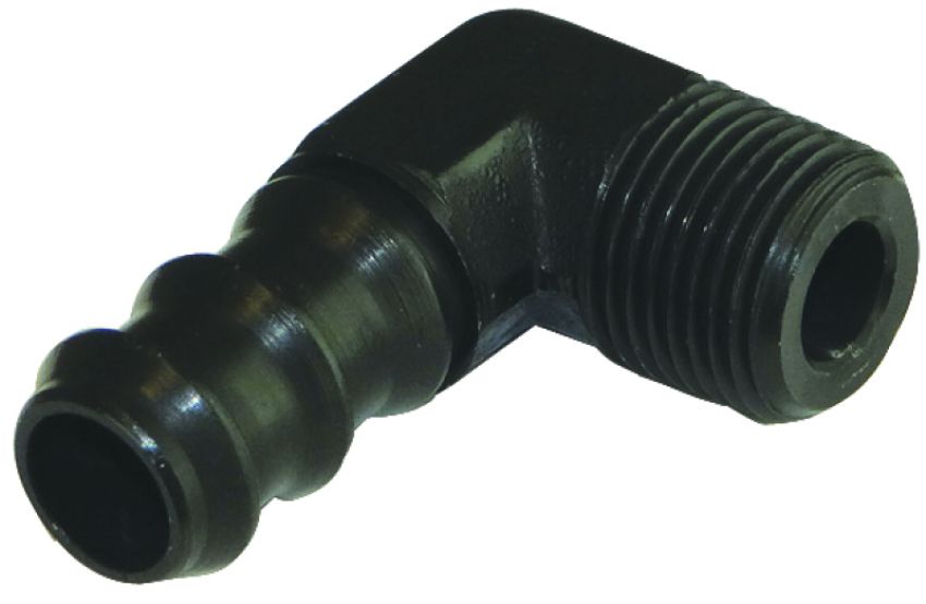 Moroso 65388 Air/Oil Separator Fuel Line Fitting - 3/8in to 1/2in Hose - 90 Degree - Black - Single