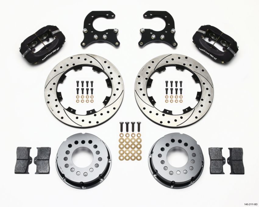 Wilwood 140-2111-BD Forged Dynalite P/S Rear Kit Drilled Rotor 58-64 Olds/Pontiac Ends