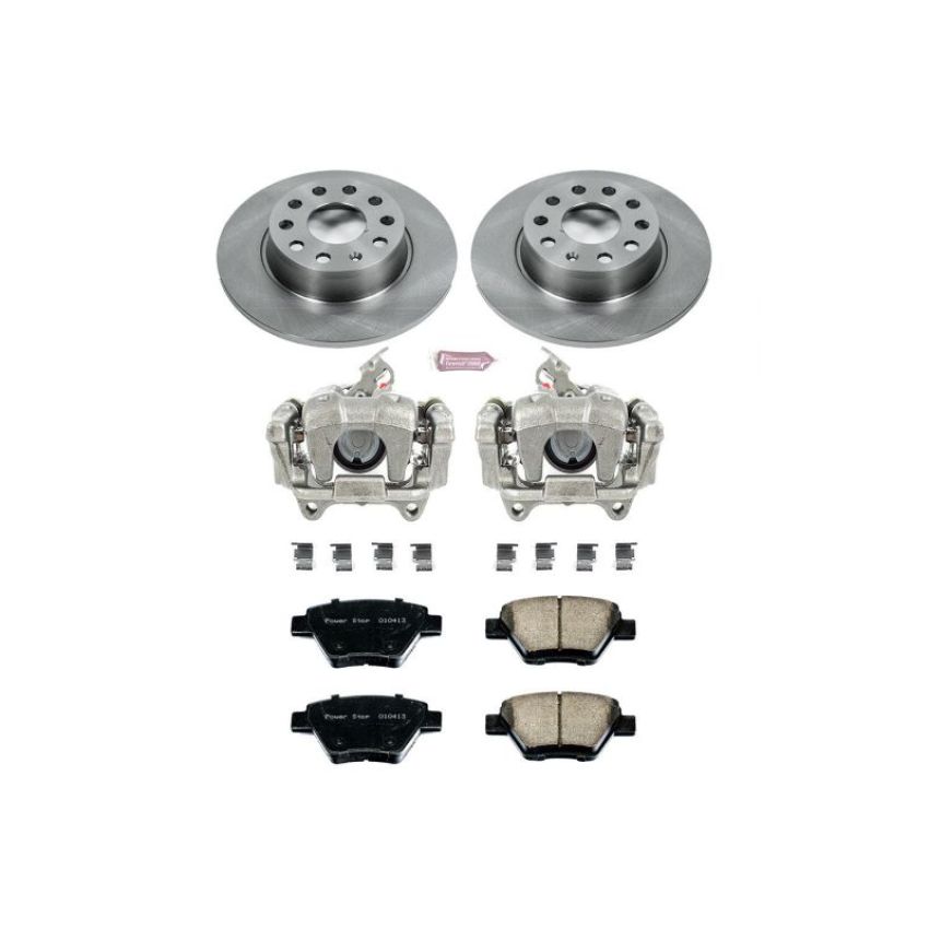 PowerStop KCOE5667 OE Stock Replacement Low-Dust Ceramic Brake Pad, Rotor and Caliper Kit