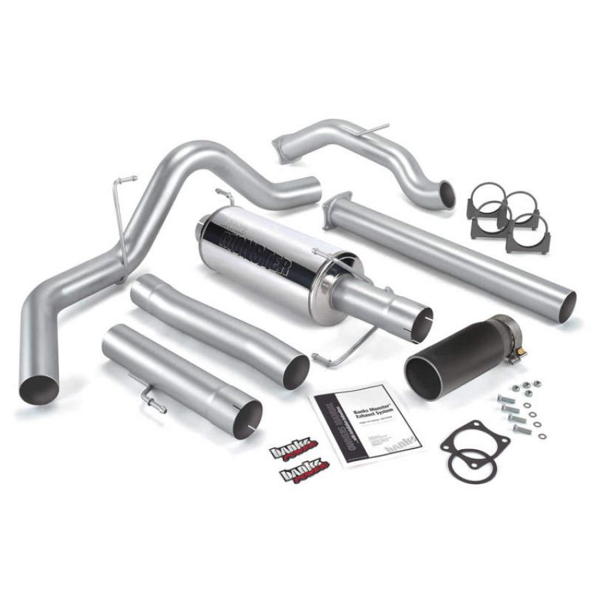 Banks Power 48643-B 03-04 Dodge 5.9L CCLB Monster Exhaust Sys - SS Single Exhaust w/ Black Tip