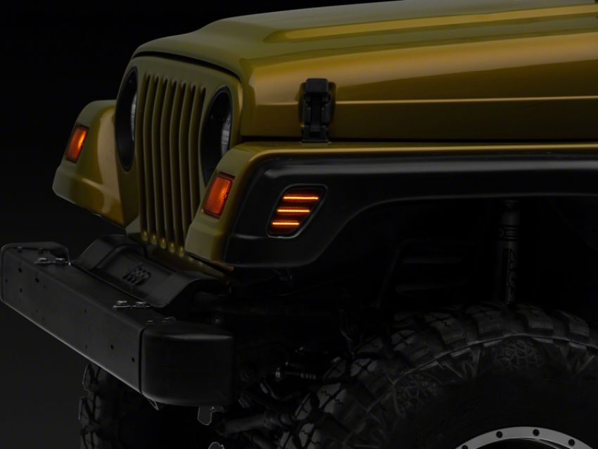 Raxiom J166834 97-06 Jeep Wrangler TJ Axial Series LED Side Marker Lamps- Smoked