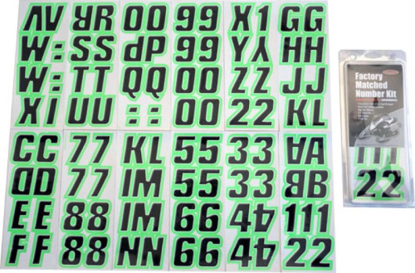 Hardline BLKKI500 Snowmobile Lettering Registration Kit 2 in. - 500 Black/Kiwi Green
