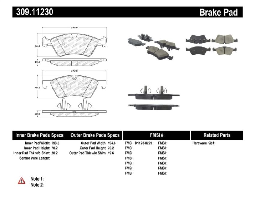 Stoptech 309.11230 Performance Brake Pads