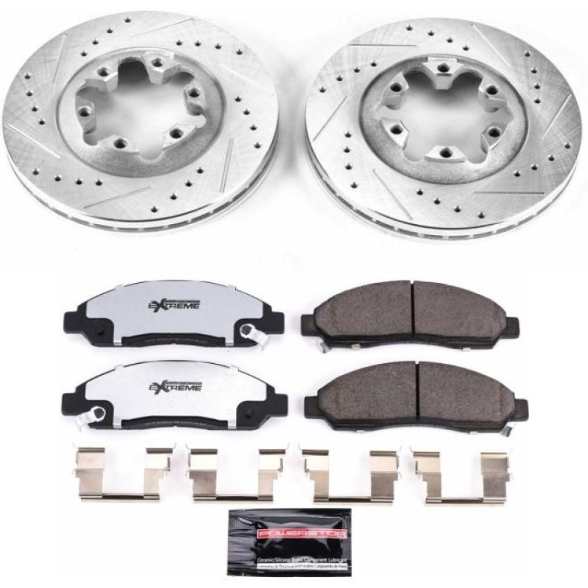 PowerStop K2066-36 Z36 Truck and SUV Carbon-Fiber Ceramic Brake Pad and Drilled & Slotted Rotor Kit