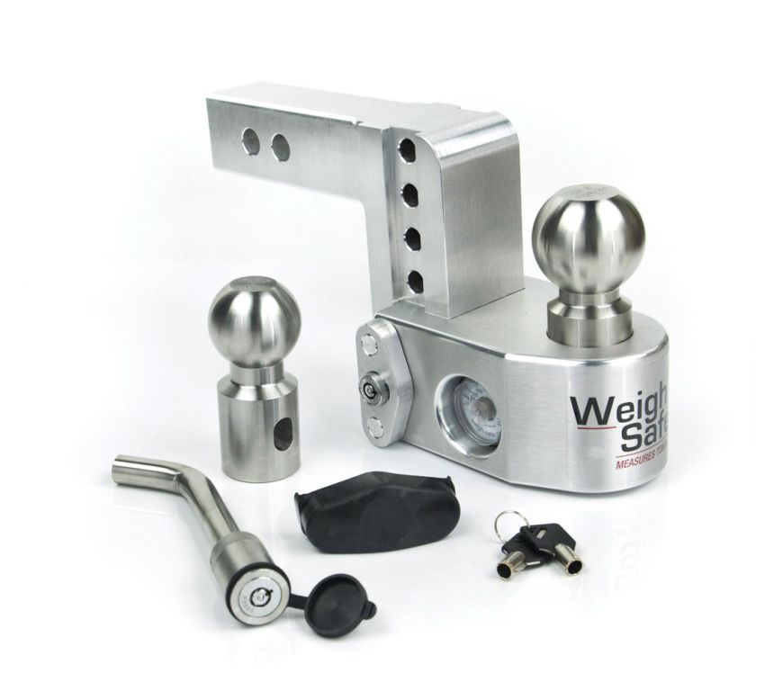 Weigh Safe 4in Drop Hitch w/Built-in Scale & 2in Shank (10K/12.5K GTWR) w/WS05 - Aluminum