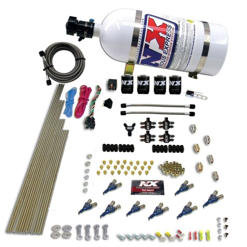 Nitrous Express 80001EFI-10 8 CYL PIRANHA DIRECT PORT, 4 SOLENOIDS, WITH 10LB BOTTLE (200-500HP EFI JETs)