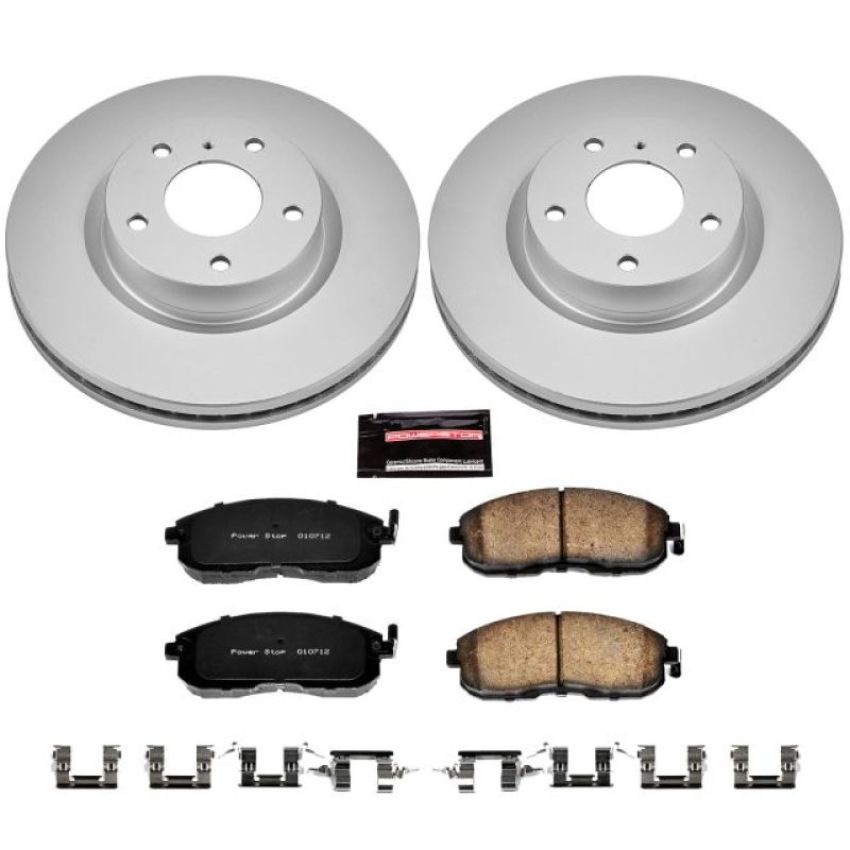 PowerStop CRK3140 Genuine Geomet Coated Rotor and Low-Dust Ceramic Brake Pad Kit
