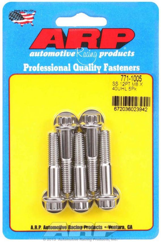 ARP ARP771-1005 S/S Bolt Kit - 12pt. (5) 8mm x 1.25 x 40