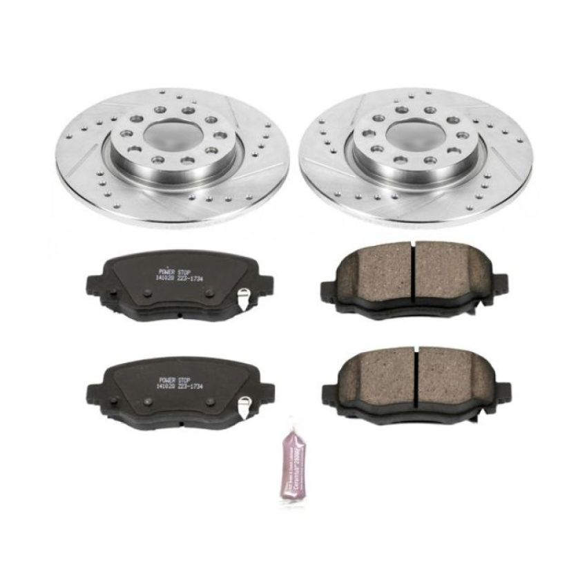 PowerStop K6543 Z23 Daily Driver Carbon-Fiber Ceramic Brake Pad and Drilled & Slotted Rotor Kit