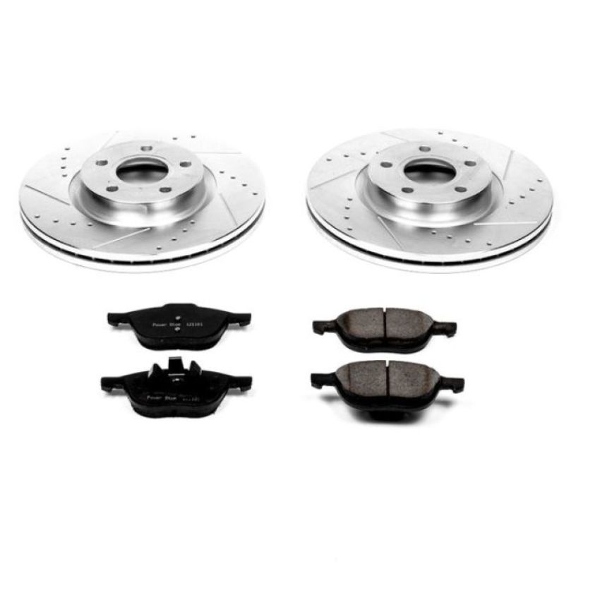 PowerStop K4575 Z23 Daily Driver Carbon-Fiber Ceramic Brake Pad and Drilled & Slotted Rotor Kit