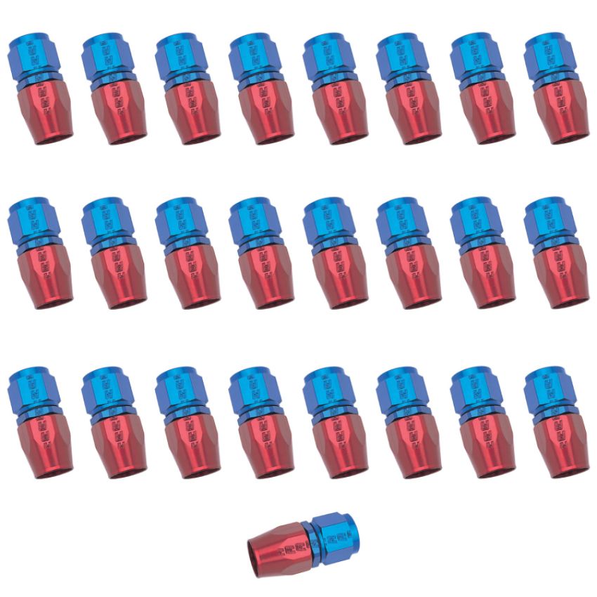 Russell 610028 Performance -6 AN Red/Blue Straight Full Flow Hose End (25 pcs.)