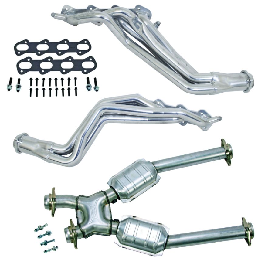 BBK 15323 96-98 Ford Mustang Cobra 1-5/8 Long Tube Headers w/High Flow Catted X-Pipe (Silver Ceramic)